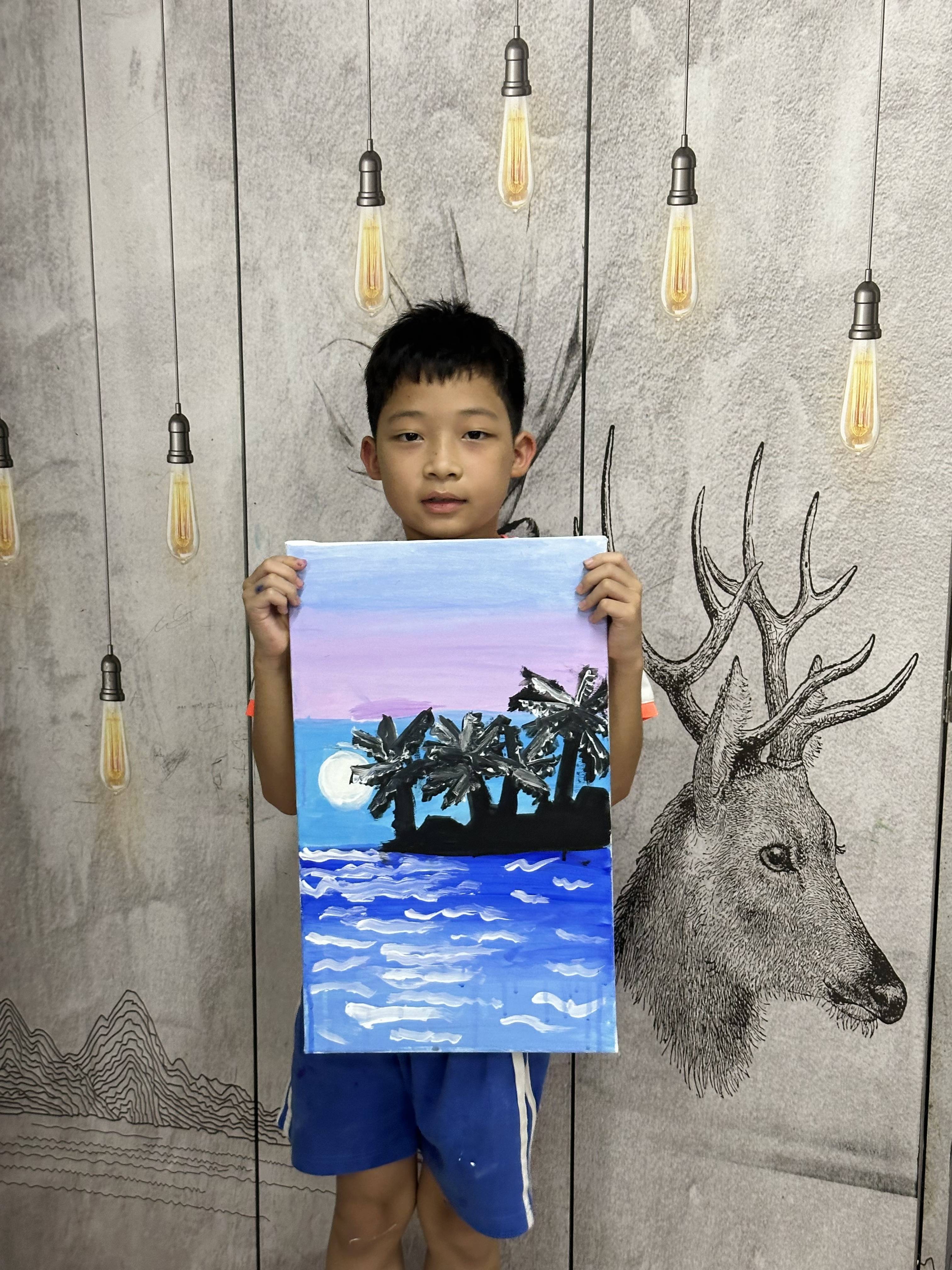 海边椰林暮色